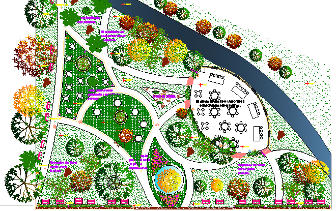Restaurant Garden Landscaping design dwg file