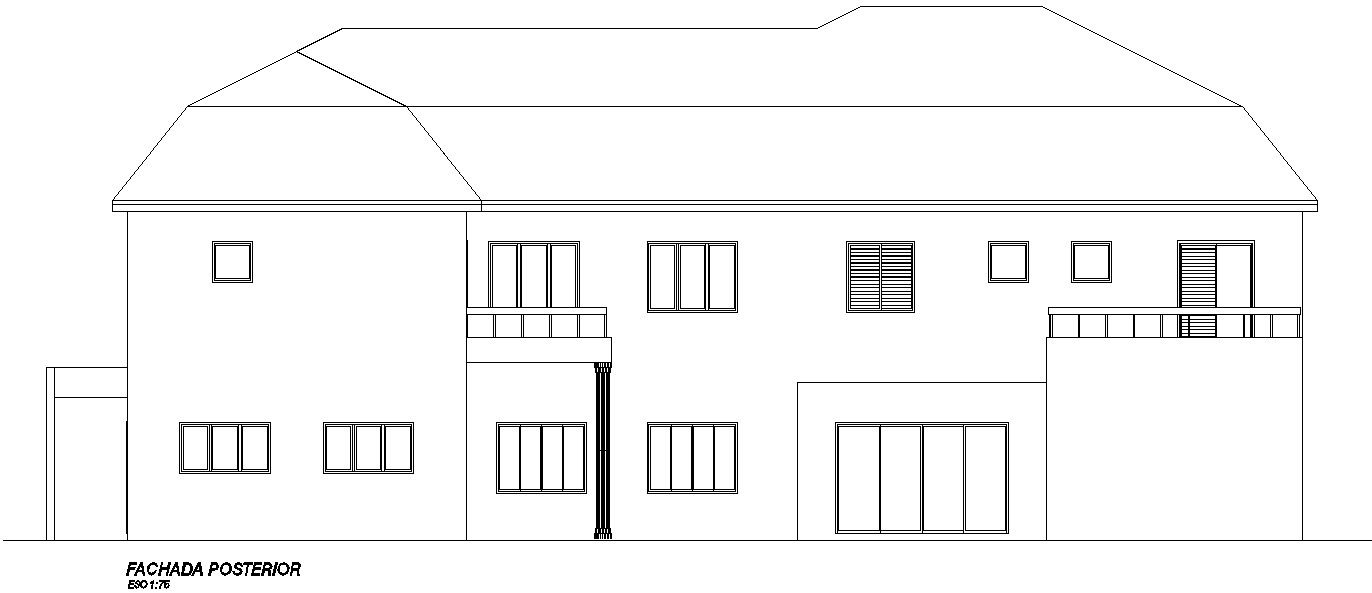 Exterior Front elevation of a two story house building.