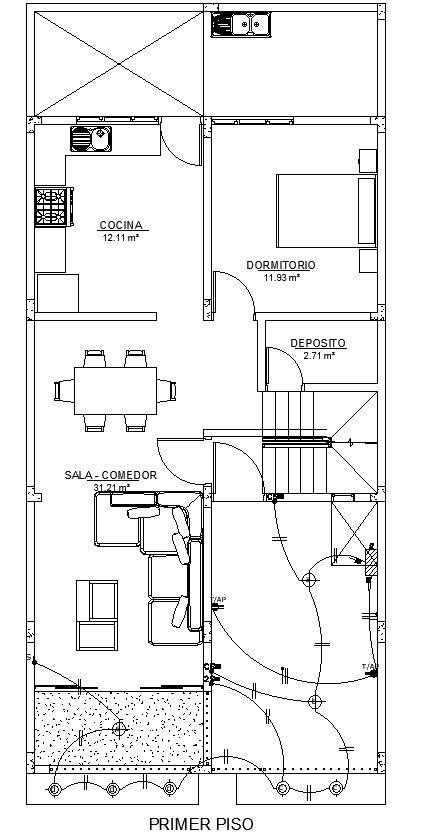 Detailed CAD Drawing Showing Ground Floor Exterior Light