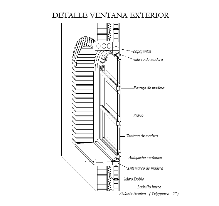Exterior windows detail of restaurant is given in this Autocad drawing file.Download now.