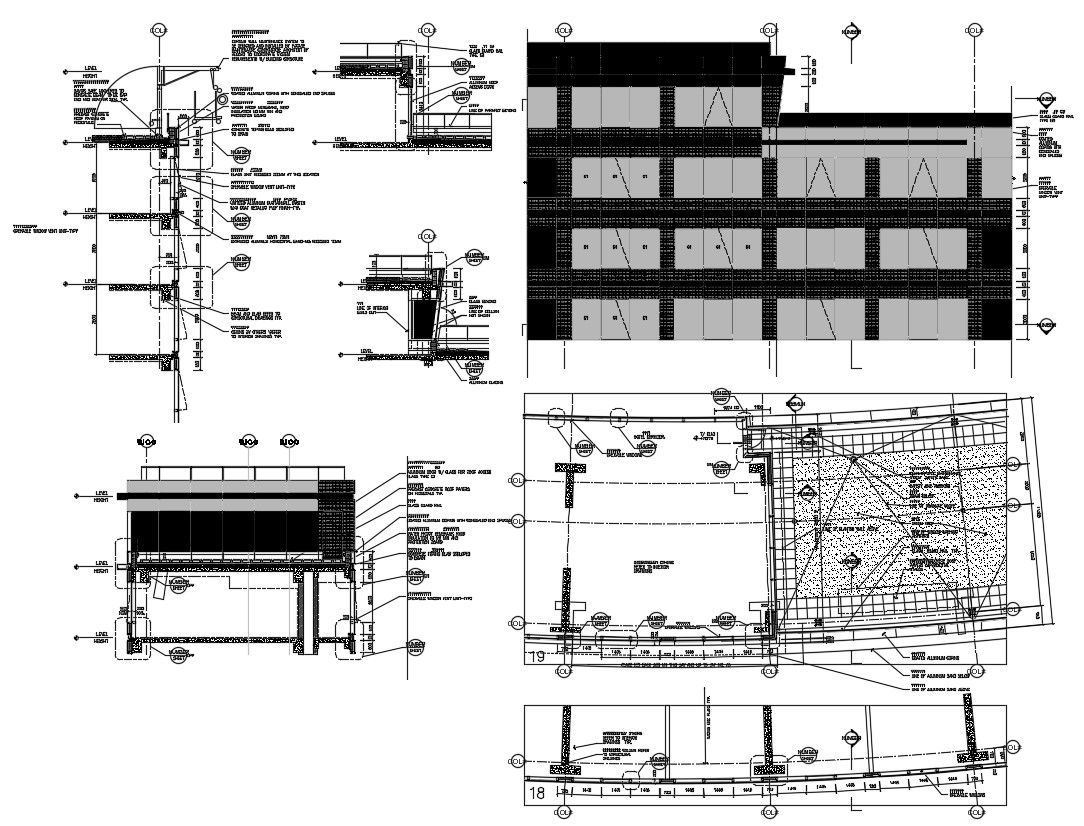 External Wall Section,Plan,Elevation AutoCAD File
