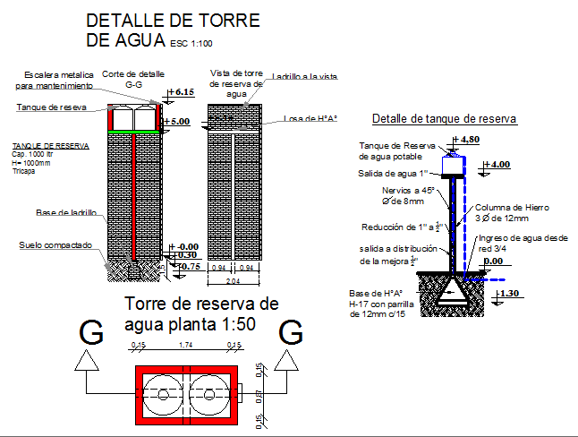 Extreme water tower architecture project dwg file