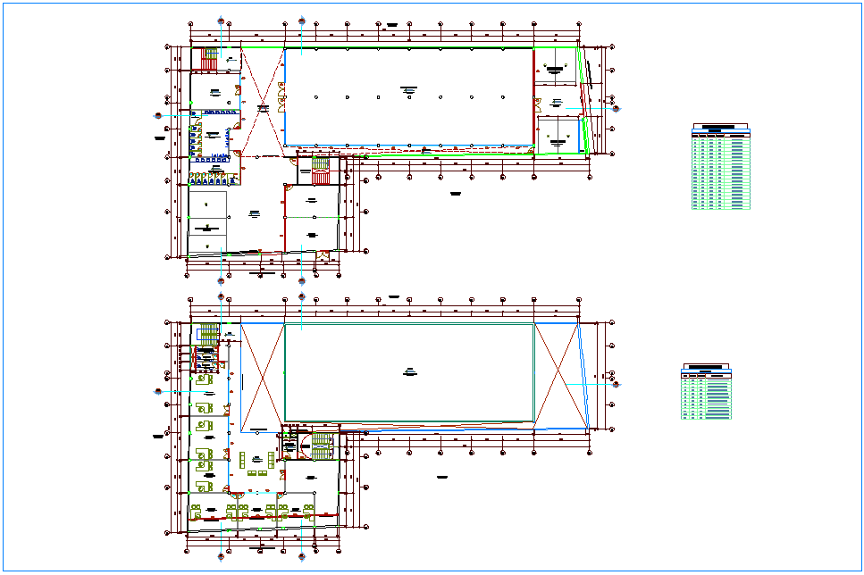 Extrusion plan for industrial park with door and window schedule dwg file