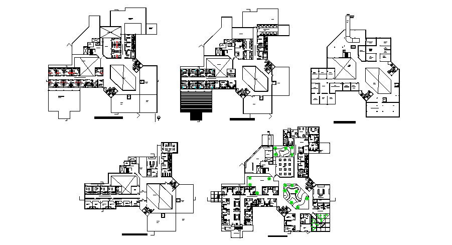 Eye hospital with detail dimension in autocad file