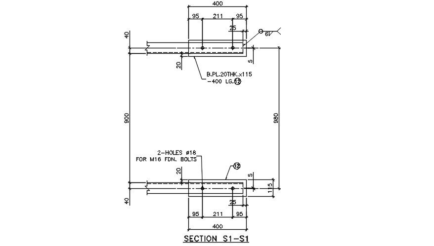 FDN bolts section detailed plans are given in this 2D AutoCAD DWG drawing.Download the AutoCAD 2D DWG file.