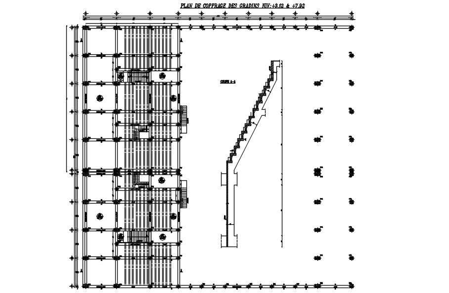 FORMWORK PLAN OF THE STAIRS design in AutoCAD 2D drawing, CAD file, dwg file