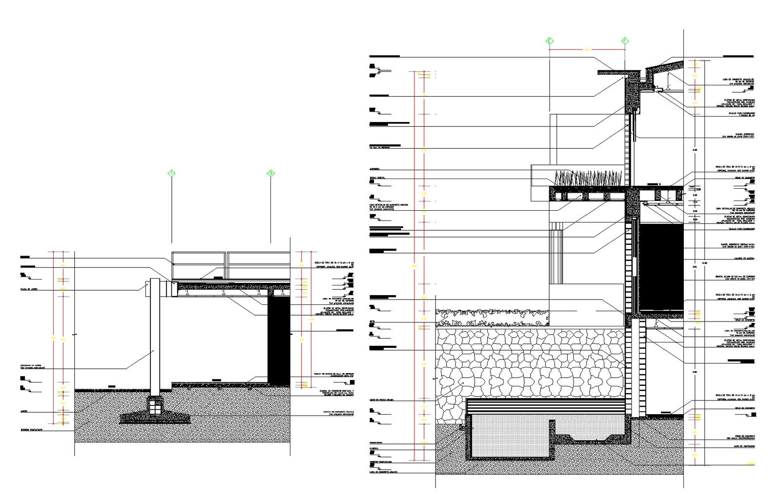 Façade section residential house plan detail dwg.
