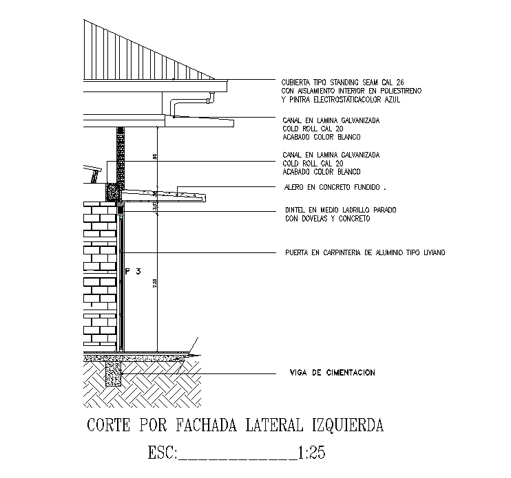 Facade Section Detail Drawing in AutoCAD 2D DWG File for Architects