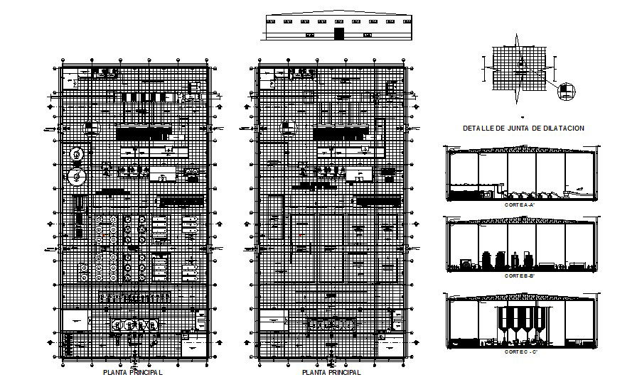 Fabric industrial plant detailed architecture project dwg file