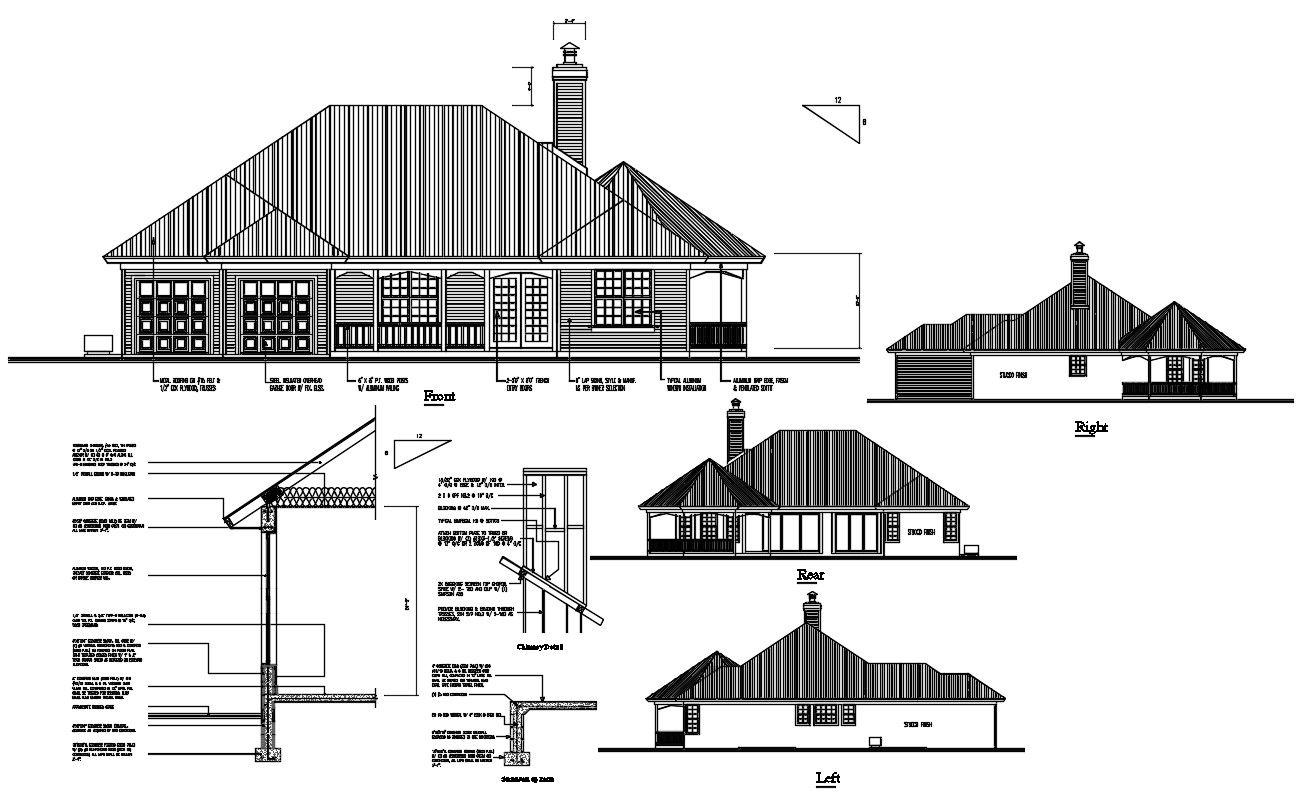 Facade House Building DWG File