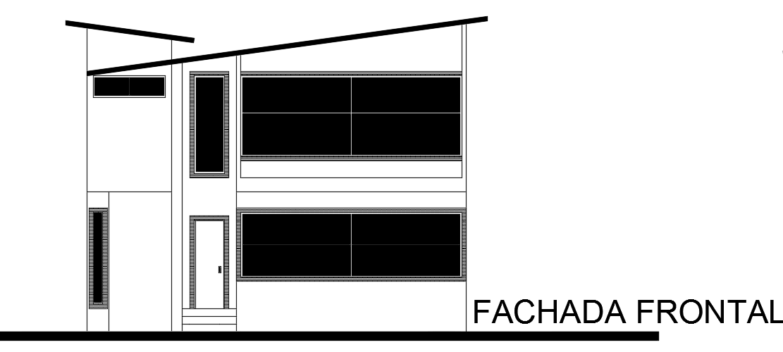 Fachada front view of the 10x9m two story architecture houses building