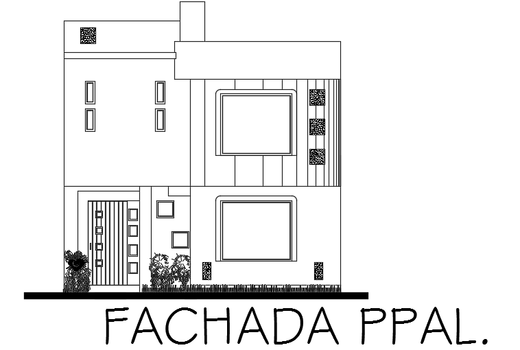 Fachada view of the 10x7m house building