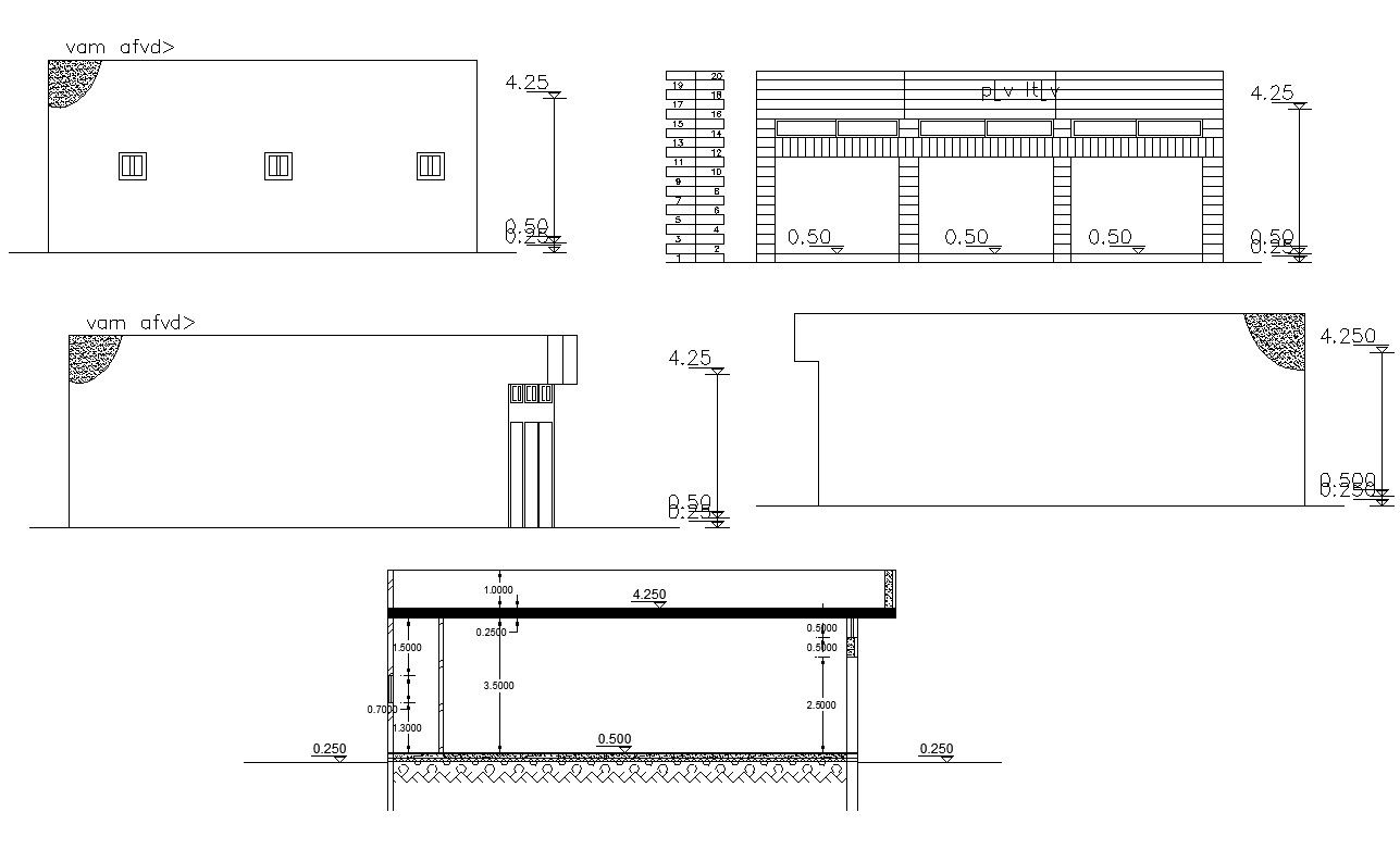 Factory Elevations With Section Design AutoCAD File