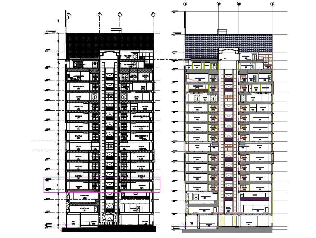 Factory building Architectural section drawing