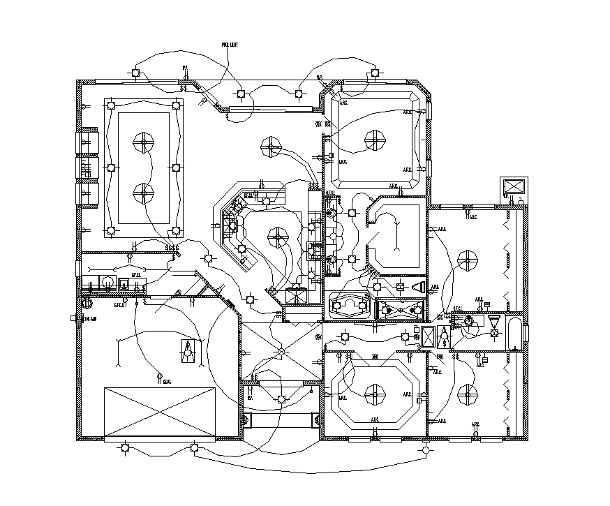 Factory building electrical installation detail plan layout file