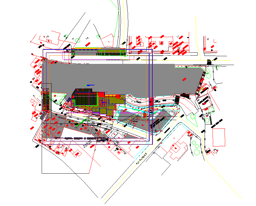 Factory structure detail plan 2d view layout autocad file