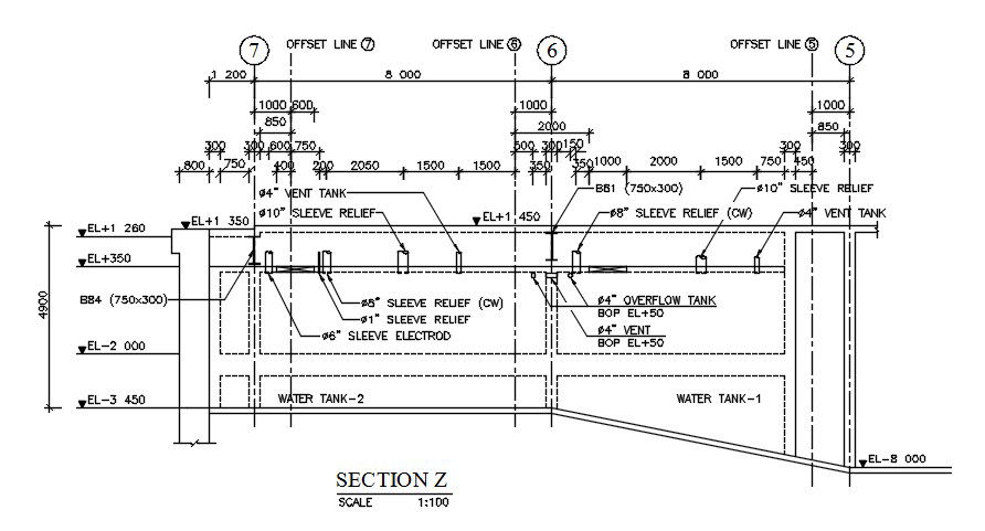 Factory Building Side Section CAD Drawing Download DWG File