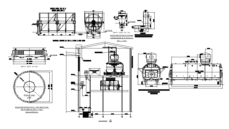 Factory Plant Sectional Elevation CAD Drawing DWG File