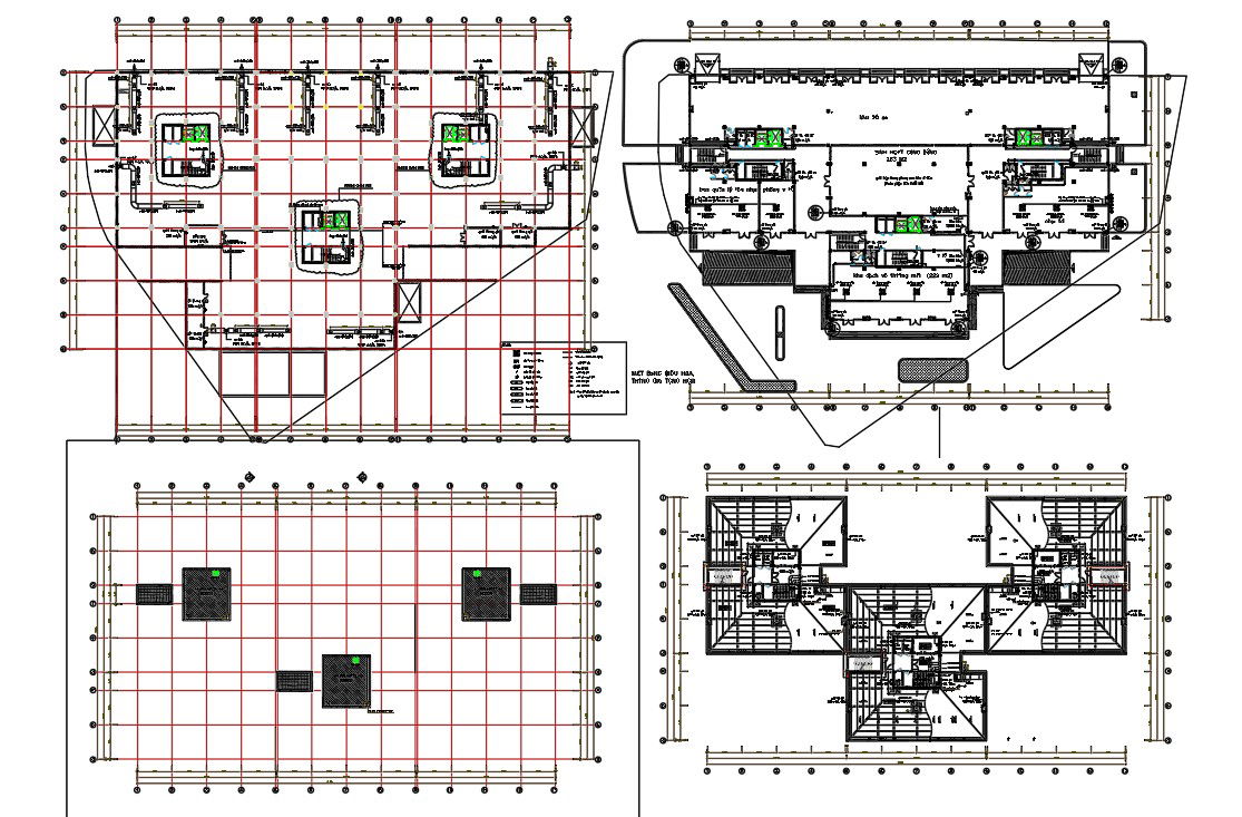 Factory Plant With Center Line Plan Design DWG File