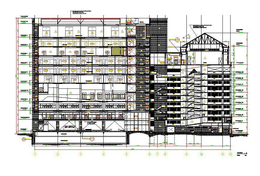 Factory Building Side View Section | Download DWG CAD File