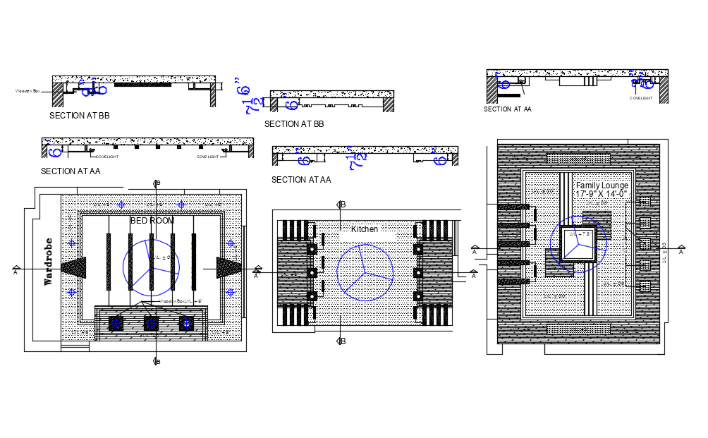 False ceiling design view dwg file
