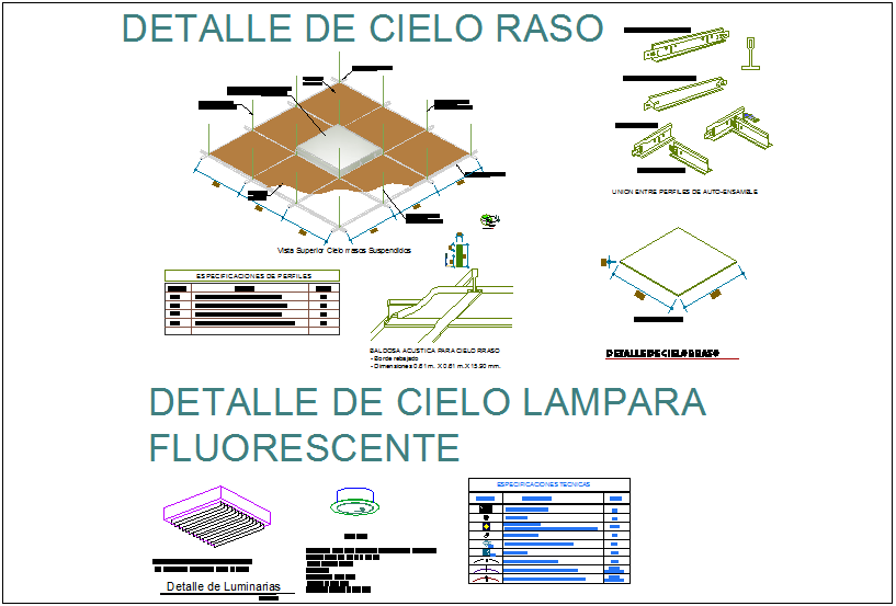 False ceiling detail view tile dwg file