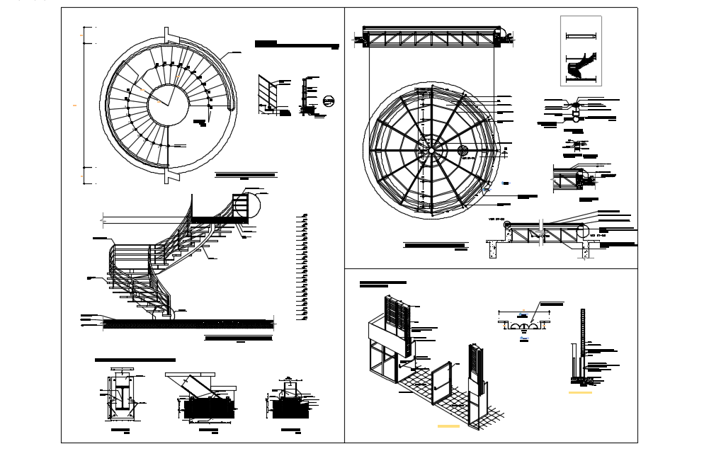 False ceiling with view of stair view with plan with isometric view dwg file