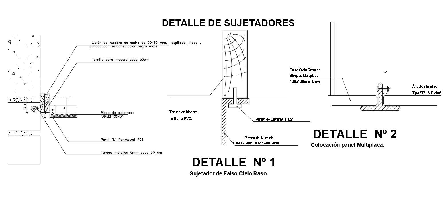 False Ceiling Fastener Section CAD Drawing Download DWG File