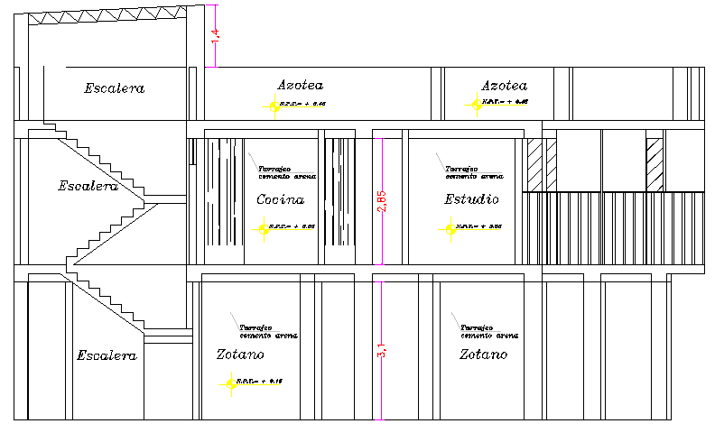 Family House Project Section and Structure Details dwg file