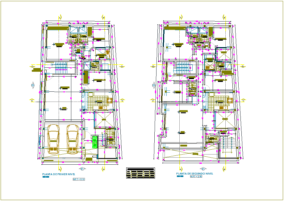 Family house first and second floor plan with door and window view dwg file
