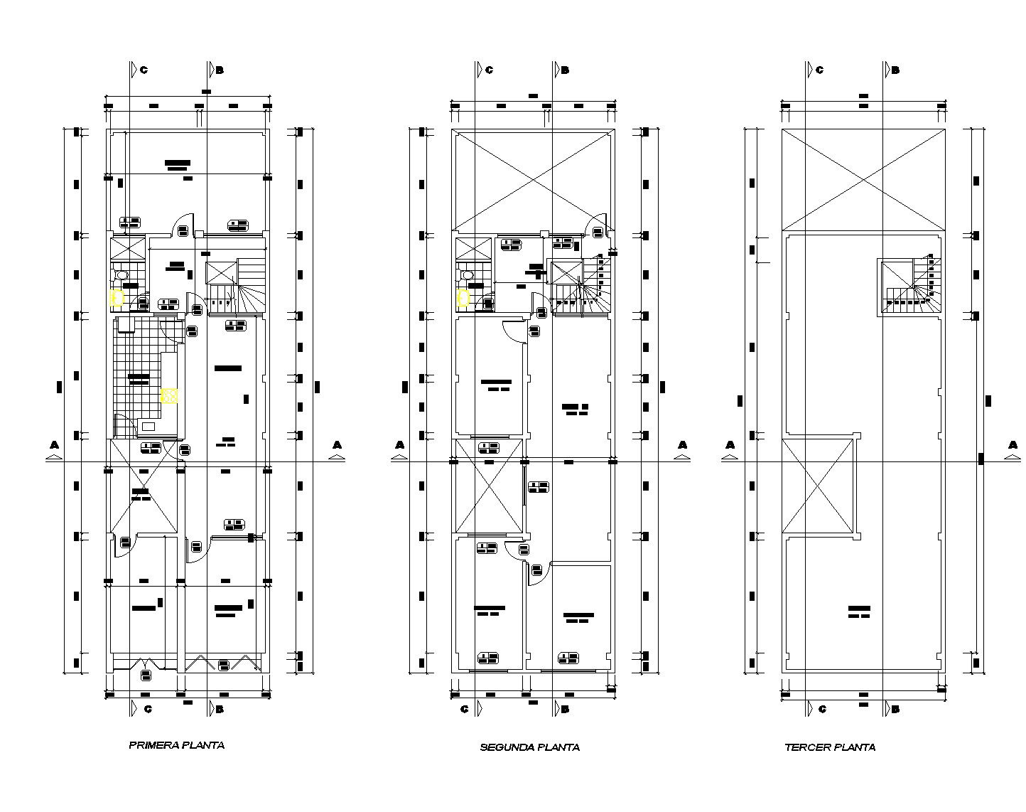 Family house in lima plan autocad file