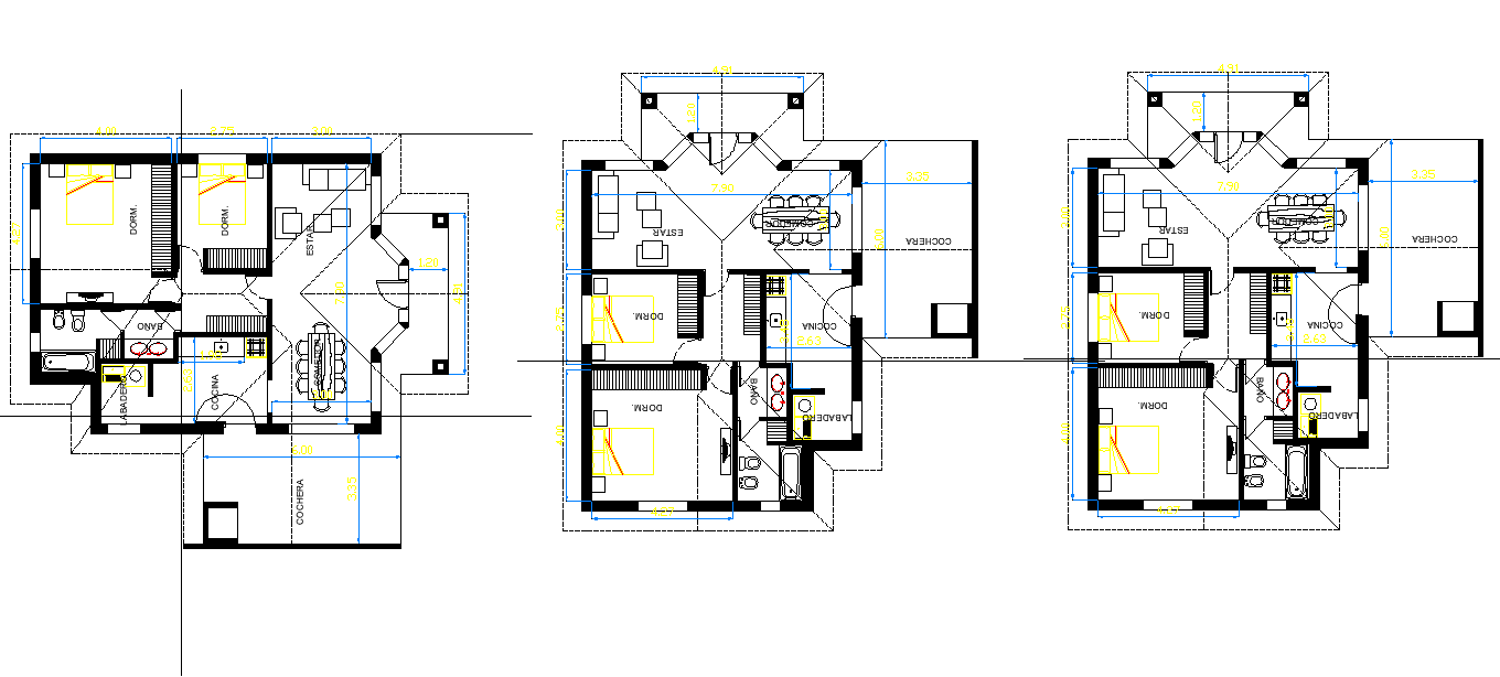 Family house plan autocad file