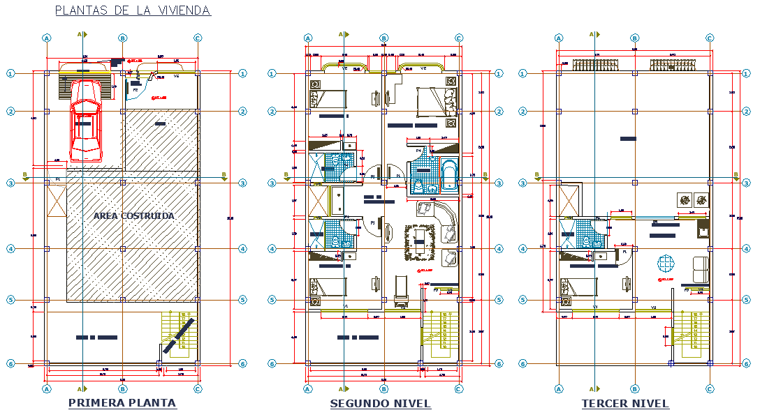 Family house plan autocad file
