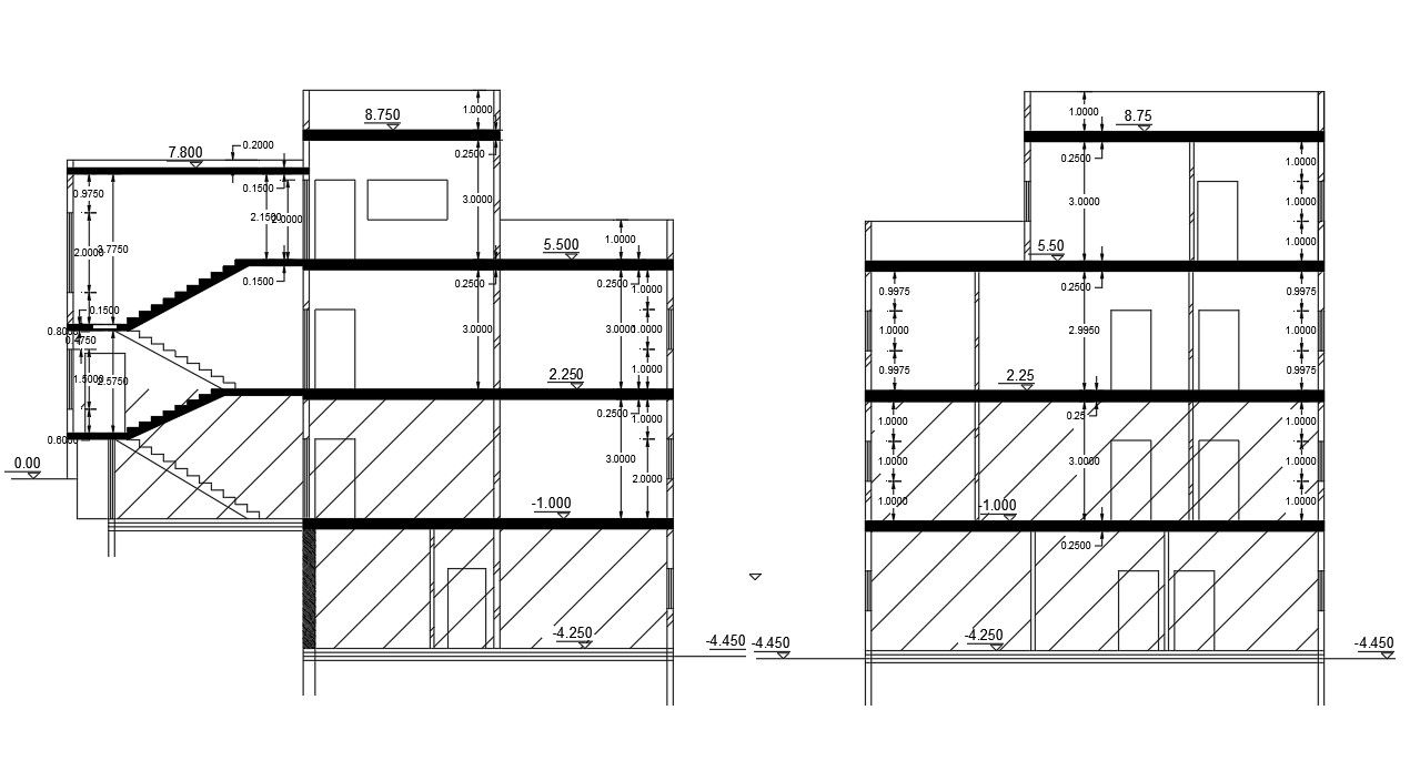 Family Bungalow Section Drawing DWG File