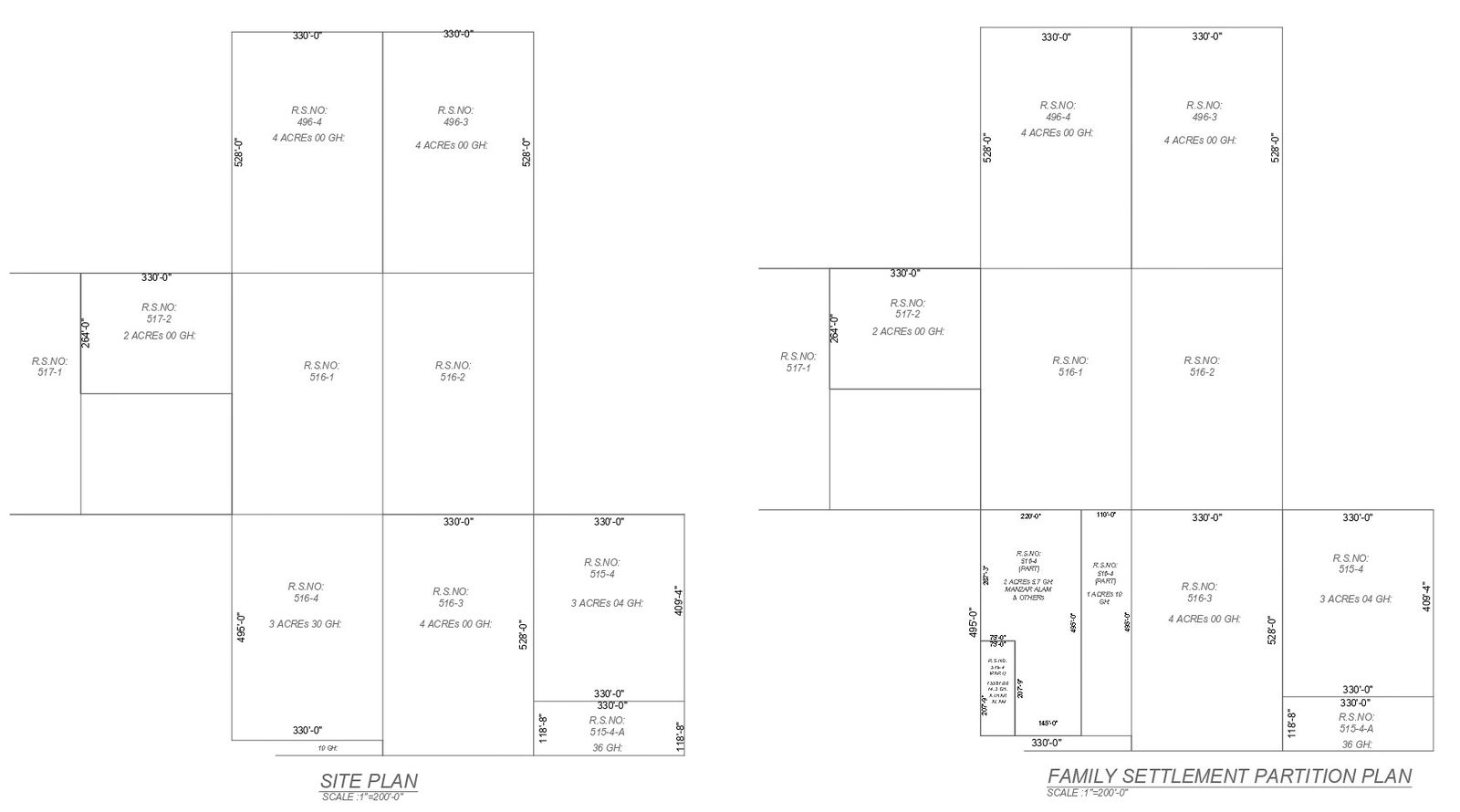 Family settlement partition plan and site plan details dwg autocad drawing .