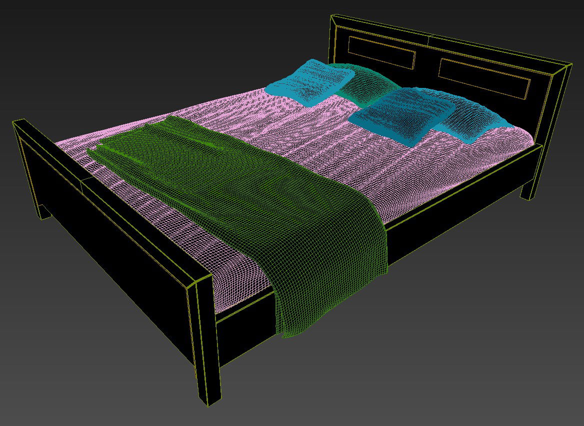 Fancy Bed Design With Pillow, Bedsheet, Mattress,3D MAX File;