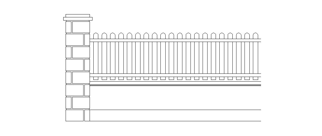 Fence elevation with column cad drawing details dwg file