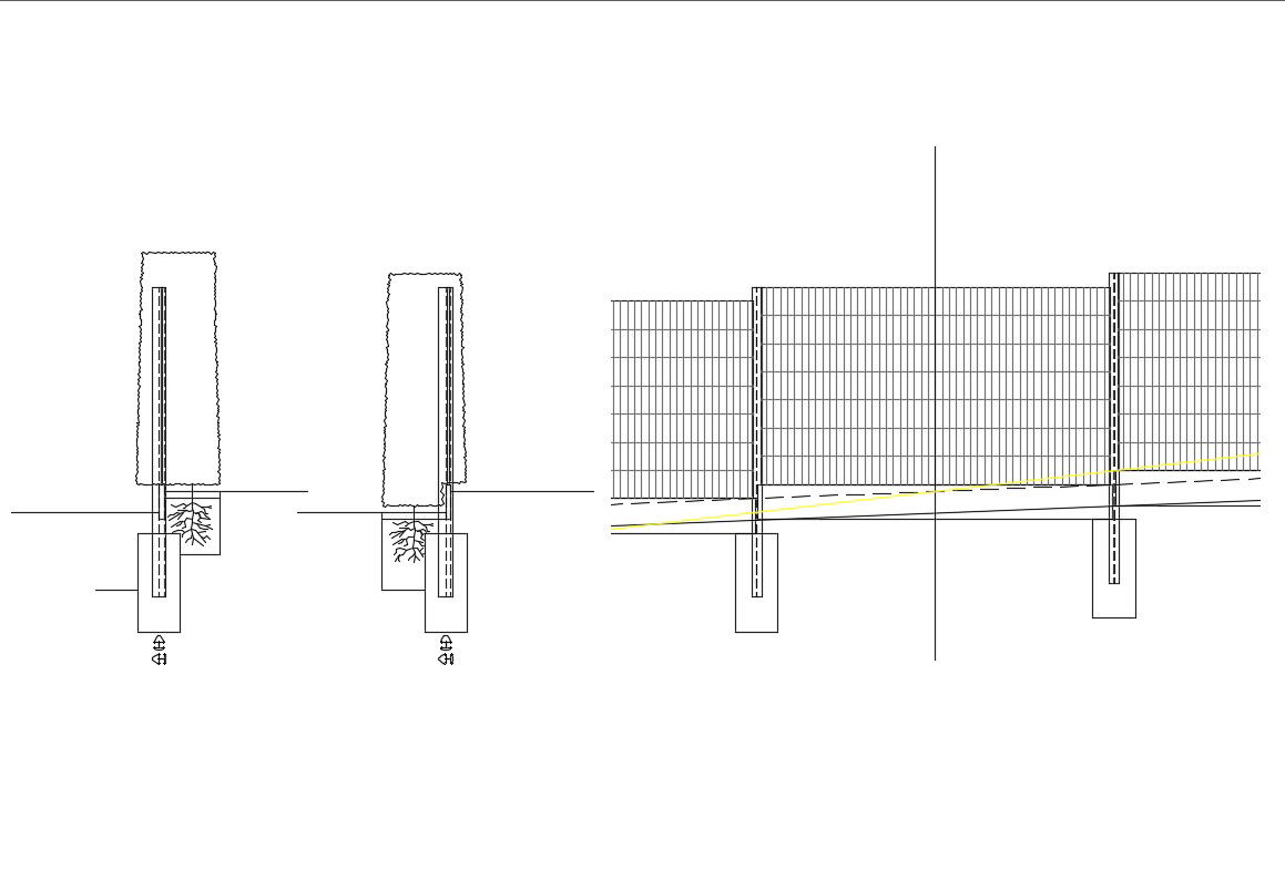 Fence section and structure cad drawing details dwg file