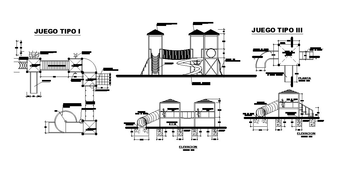 Fiberglass Slides Game Plan And Sectional Elevation drawing Download DWG File