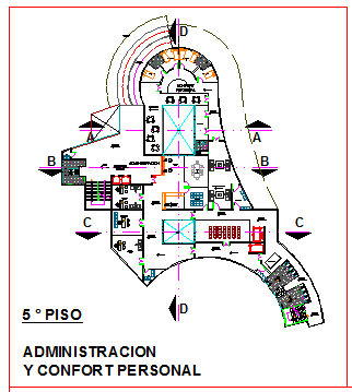 Fifth floor layout of administrative office in corporate building design drawing