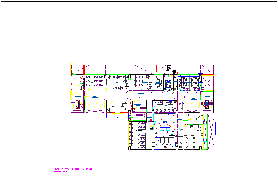 Fifth floor plan with architectural view of Washington office dwg file