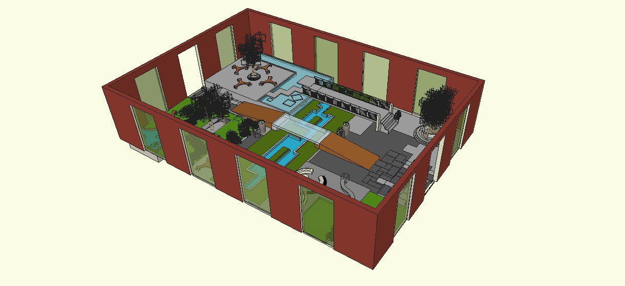 Final cut landscaping structure details of small 3d garden skp file