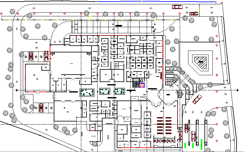 Finance building architecture layout plan details dwg file