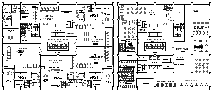 Finance center architecture layout plan details dwg file