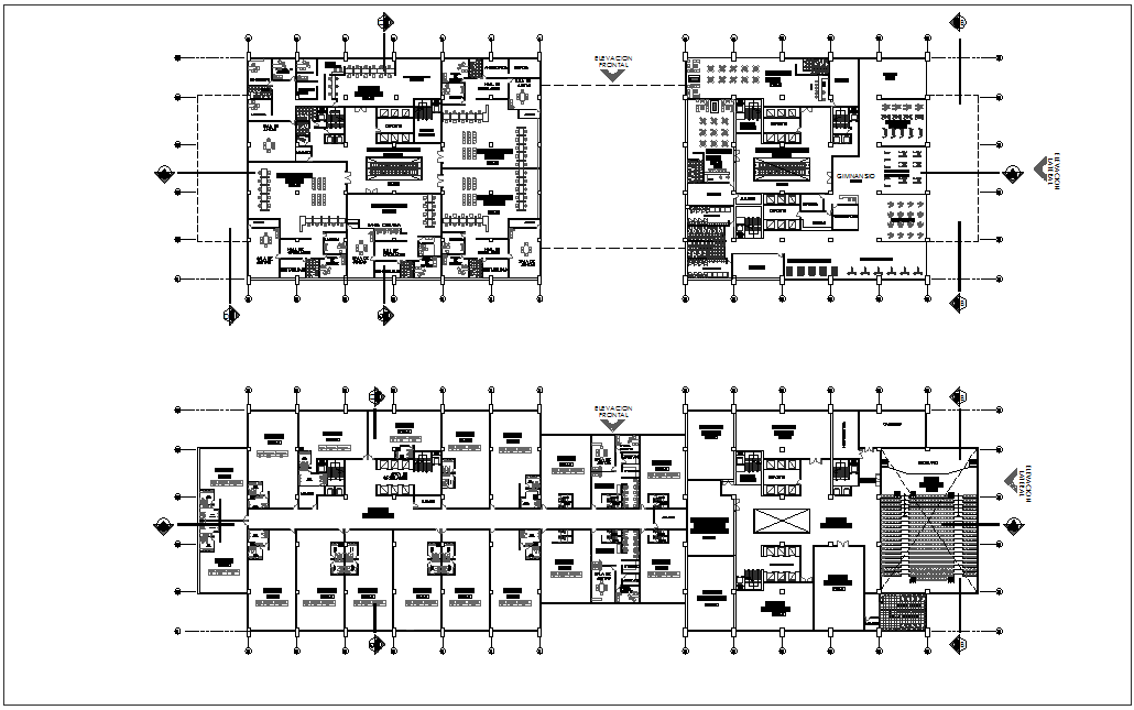 Financial building seven to ten floor plan with architectural view dwg file