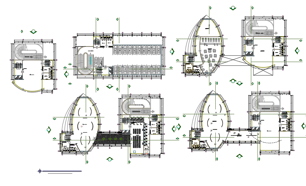 Financial center layout plan dwg file.