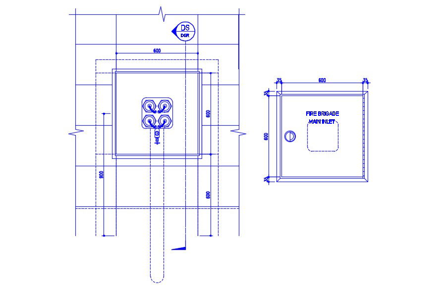 Fire Brigade Main Inlet Connection AutoCAD Drawing