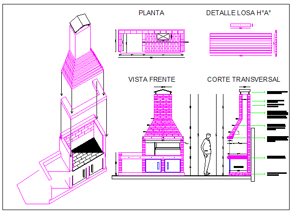 Fire grill place of barbecue kitchen details dwg file
