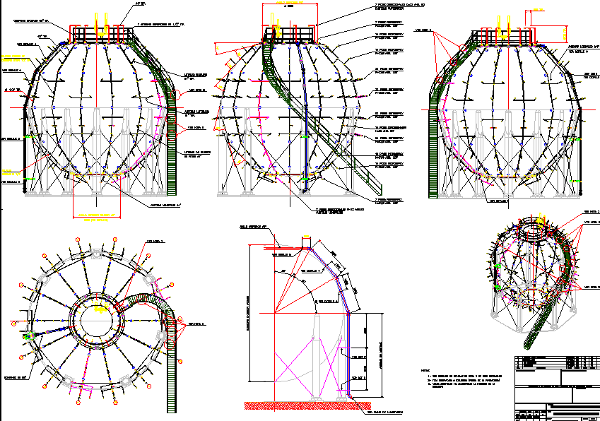 Fire protection for spherical tanks plans detail dwg file