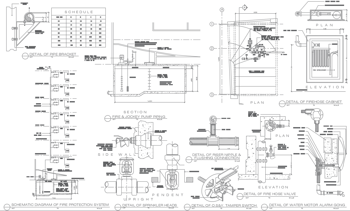Fire Fighting Protection Detail Drawing In AutoCAD DWG File